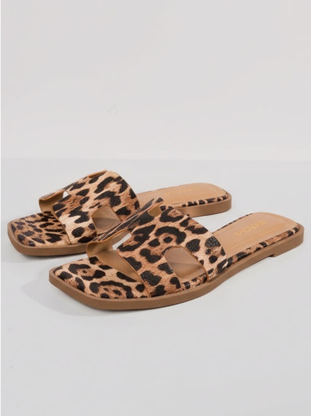 LEOPARD LUXE SLIP ON SANDALS, OPEN TOE SLIDERS, SLIPPERS